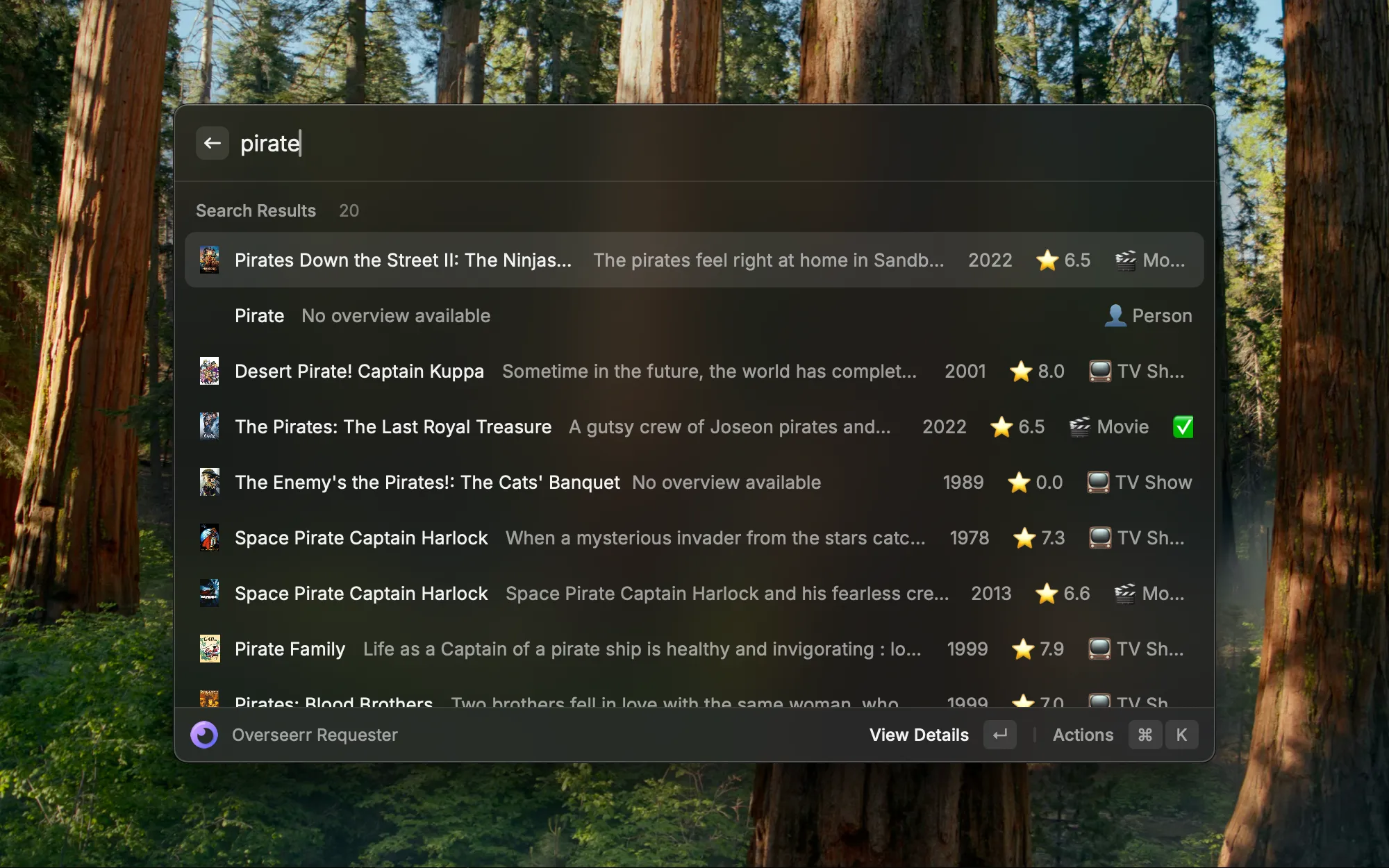 Raycast Overseerr Requesterr